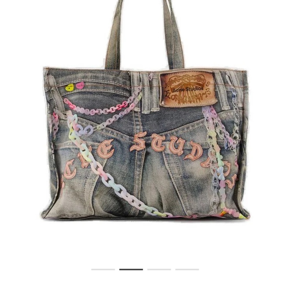 Acne Denim Tote with Colorful Chains - Picture 2 of 9